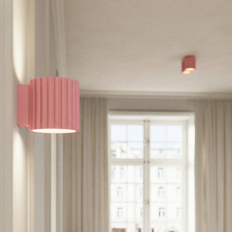 Aura Aluminium Flush Mounted Sconce, 10x12x10 cm, Pink, 1 Light