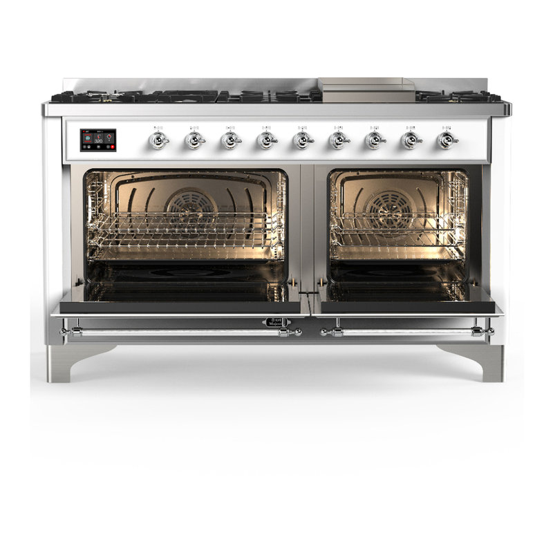 Majestic III Series 60 Inch Dual Fuel Range with 7 Sealed Burners, Griddle, in Blue Grey (Liquid Propane, Burnished Trim)