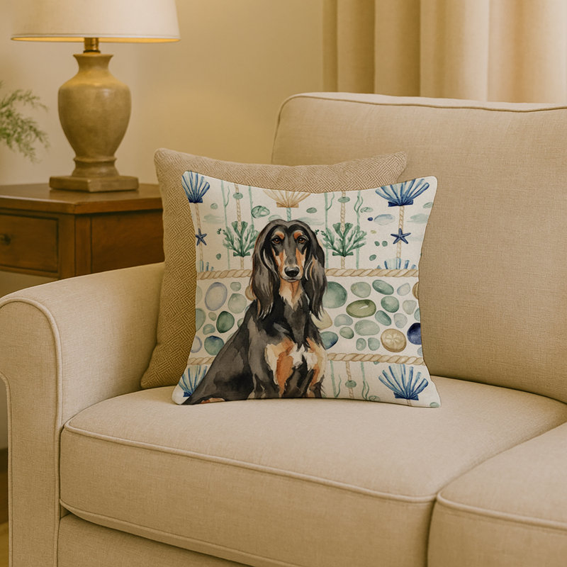 Coussin Black & Tan, Carré 18 po, Black/Tan Afghan Hound