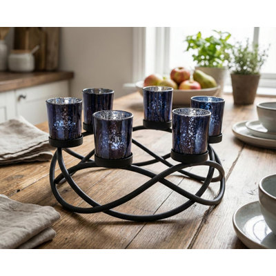Centre de table avec porte-bougie ronde
