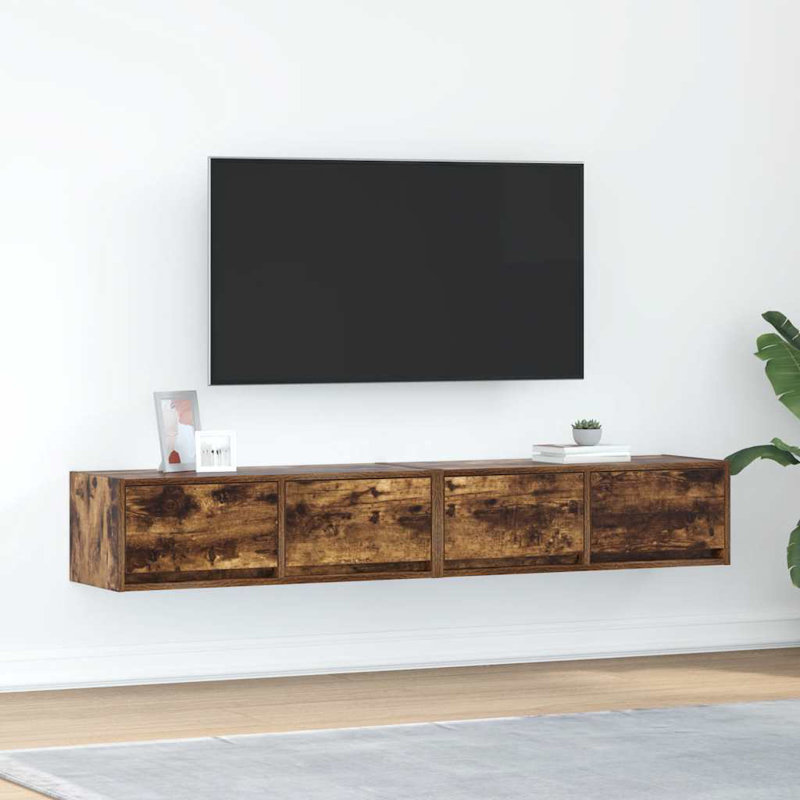 TV Cabinets 2 Pcs 31x25.5 Cm Engineered Wood, Smoked Oak, 80 cm