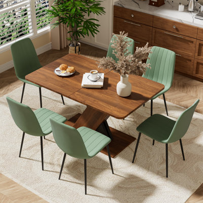 Multifunctional 70.87''Extendable Pedestal Dining Set with Chairs