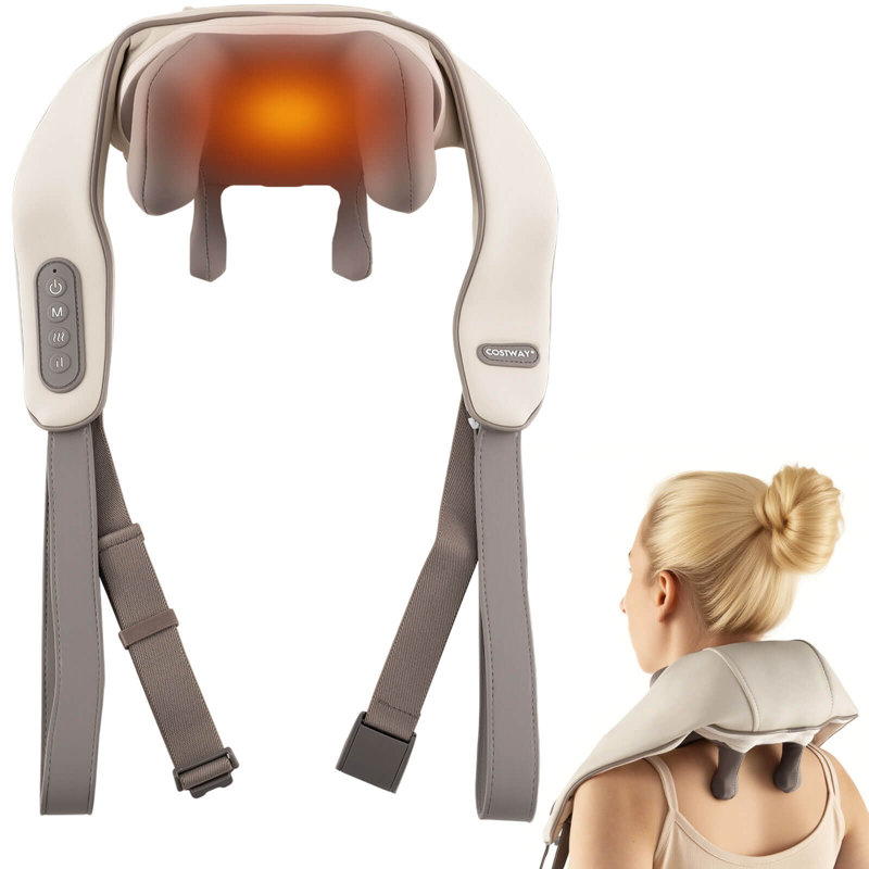 Masseur d'épaule pour le cou avec 2 niveaux de chauffage et intensité réglable beige