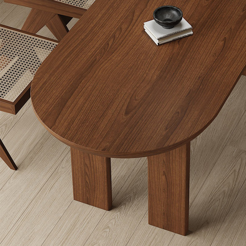 Table de salle à manger en bois massif demi-cercle Nut-brown, H 29,53 po x L 78,74 po x l 31,50 po
