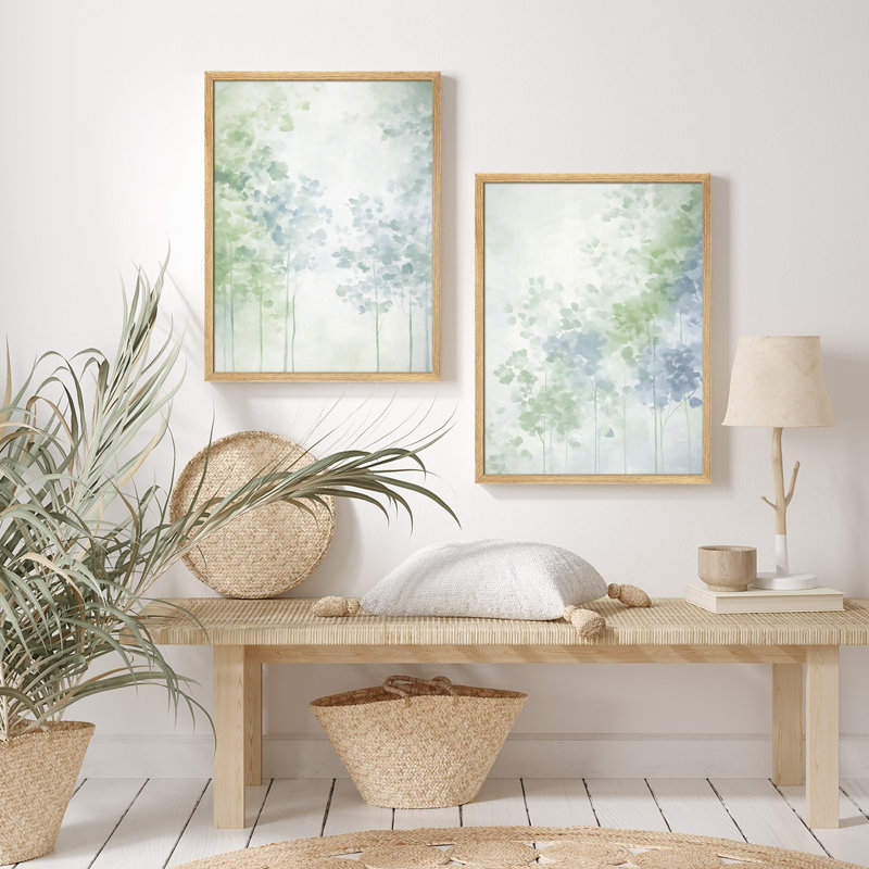 Ensemble de 2 pièces d'art mural encadrées à l'aquarelle - impressions inspirées de la nature pour décor de chambre d'enfant ou de salon