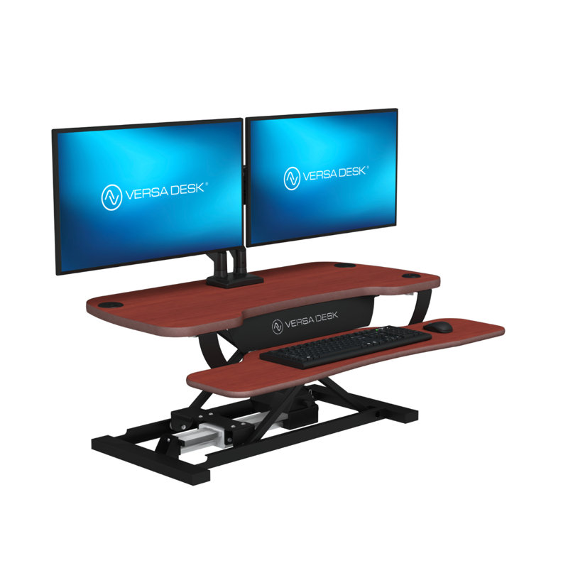 Convertisseur de bureau électrique debout 36 po avec bouton-poussoir VersaDesk PowerPro, Cerise / noir