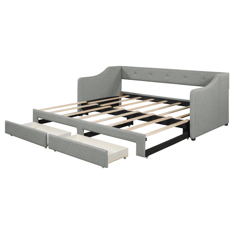 Lits extensibles avec rangement, lit de jour en bois MDF rembourré pour la maison