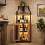 Armoire à vin de coin moderne avec lumière DEL, armoire à vin industrielle à 5 niveaux avec support à vin et porte-verre, armoire de coin pour la cuisine, le salon, la salle à manger et le bar, brun