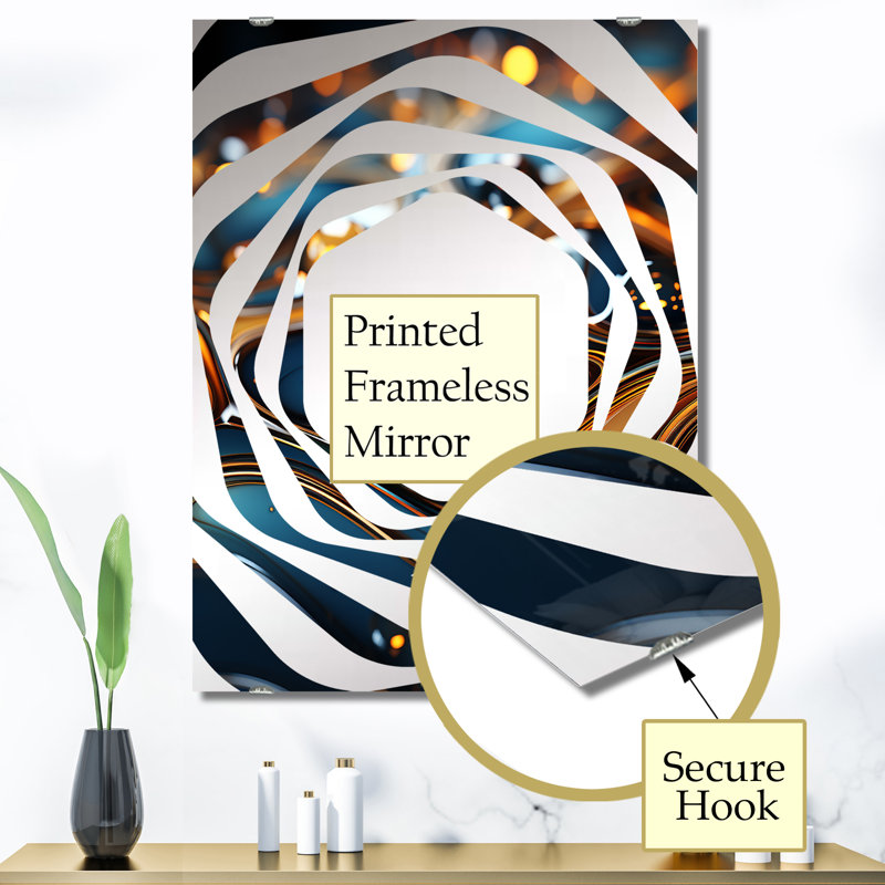 Srinithi - Grand miroir mural fractal abstrait, 40 po x 30 po