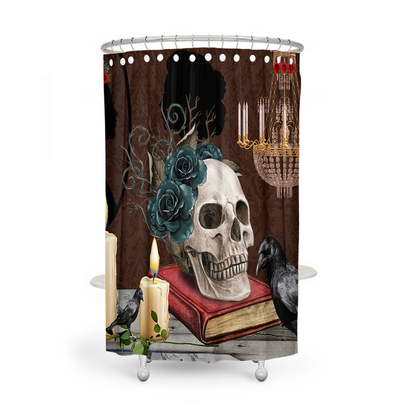 Viktualien Shower Curtain, Black/Brown/Red, 83" H x 70" W x 6" D