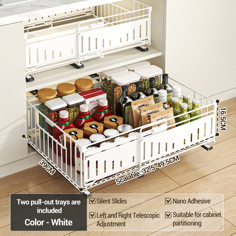 Steel Shelving Unit, 16.5cm H x 49.5cm W x 39cm D, White