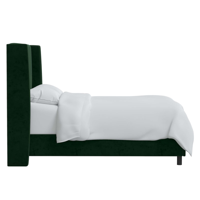 Tilly Upholstered Wingback Bed, Twin, Luxe Emerald Velvet