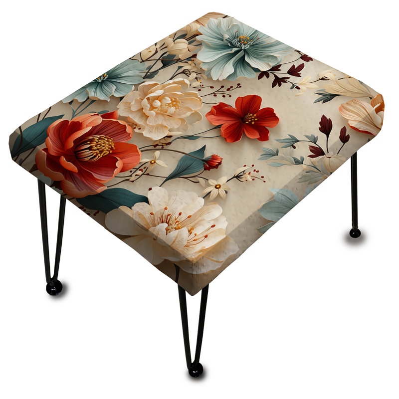 Rouge et bleu Poppy Mosaic Melody - Repose-pieds rectangulaire éclectique