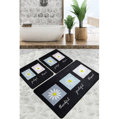 Luxurious Bathmat Set (3 Pieces), Soft Polyester, 23.6 x 39.4 inches (1 Piece) & 19.7 x 23.6 inches (2 Pieces) | Antibacterial, Non-Slip Underside, 20.5 oz/sq ft | Machine Washable & Durable, Perfect for Elegant Bathrooms