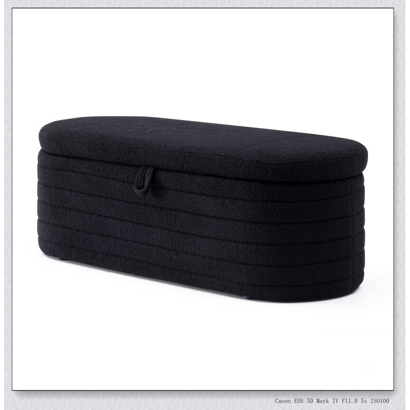 Grand banc de rangement moderne avec rangement en tissu Sherpa