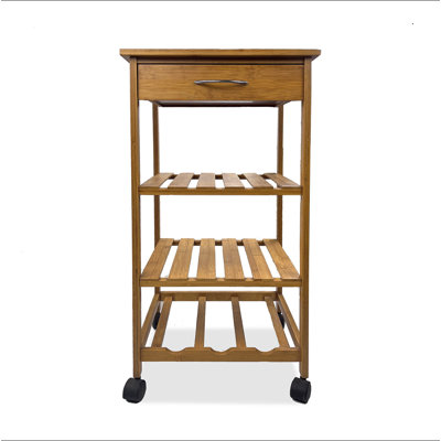 Chariot moderne moderne avec trois tablettes ouvertes et un tiroir de rangement