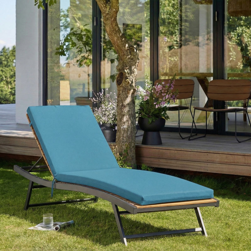 All-Weather Patio Chaise Lounge Cushion With 28D High-Density Foam, Waterproof Fabric, And Washable Cover For Pool And Garden Recliners