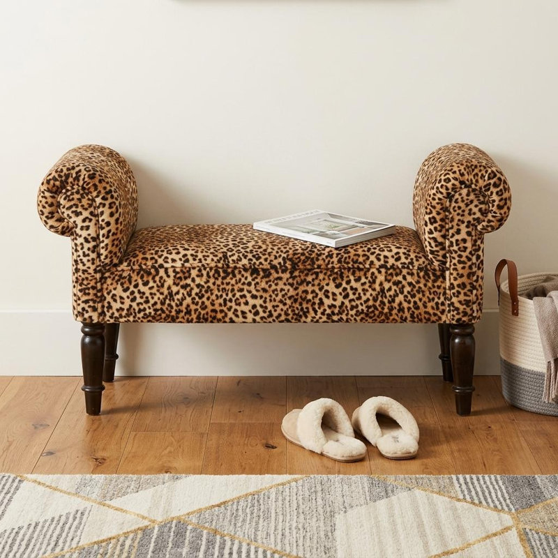 Banc rembourré en velours et bois massif Gracie Mills