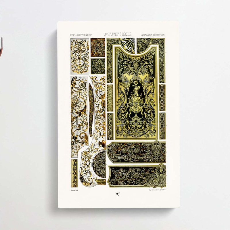 17th And 18th Century Pattern With Scrolls And Birds by Albert Racinet - Wrapped Canvas Print, 91cm H x 60cm W x 3cm D