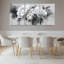 Ensemble de 3 tableaux muraux aquarelle sur toile tendue représentant des pivoines noires et blanches