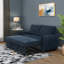 Futon de salon moderne avec revêtement bleu marine et dossier réglable, espace de rangement