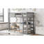 Lit mezzanine simple avec tablettes de rangement et bureau, gris et bois massif-1605930941-1605930938