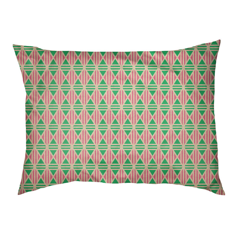 Byrge Geometric Polyester Pet Bed, Extra Large (52" W x 17" D x 42" H), Pink/Green/Beige