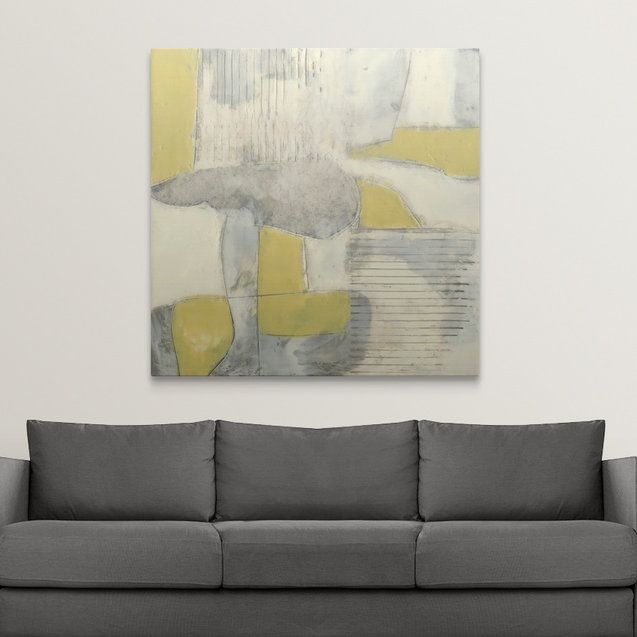 « i » jennifer de la peinture, reproduction d’art Thin Gray Lines, H 35 po x l 35 po x P 1,5 po, Toile