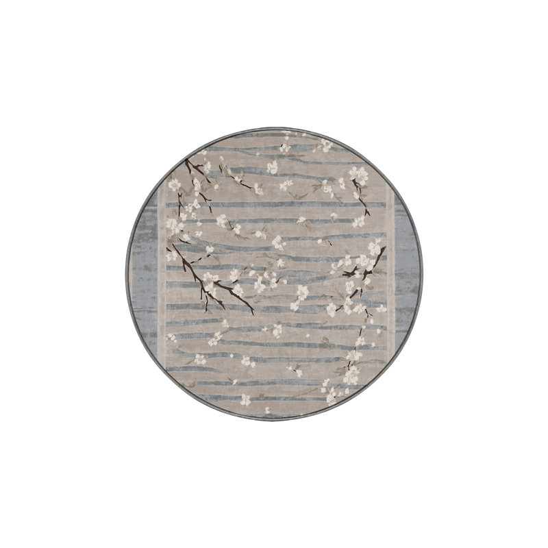 Machine Washable Gray Area Rug, Round 7'