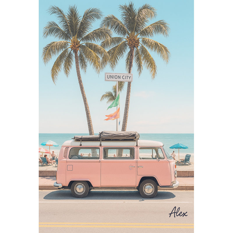 Art mural Union City Vibes - Retro Beach Van, H 48 po x l 32 po