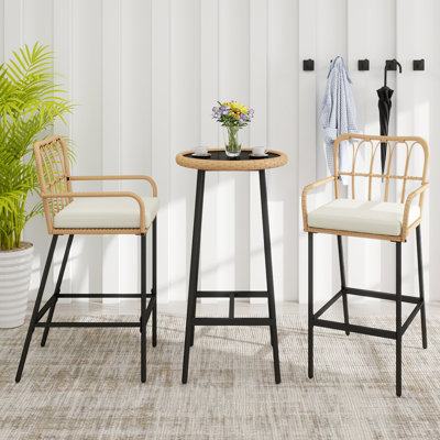 3 Piece Patio Rattan Outdoor Bar Set by Bay Isle Home