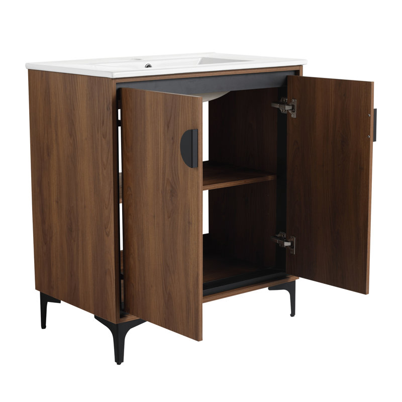 Meuble-lavabo de 30 po avec lavabo - Armoire en bois d'ingénierie de qualité et résistante à l'humidité, 30"