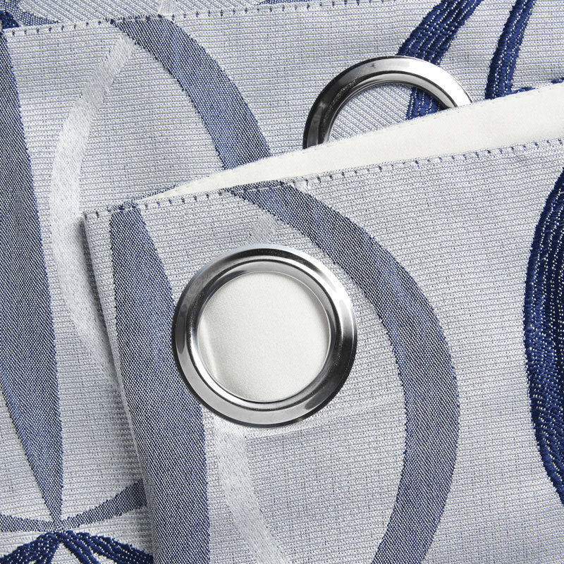 Maldonado Owen Eyelet Ring Top Room Darkening Curtains, Navy, 168 x 137 cm