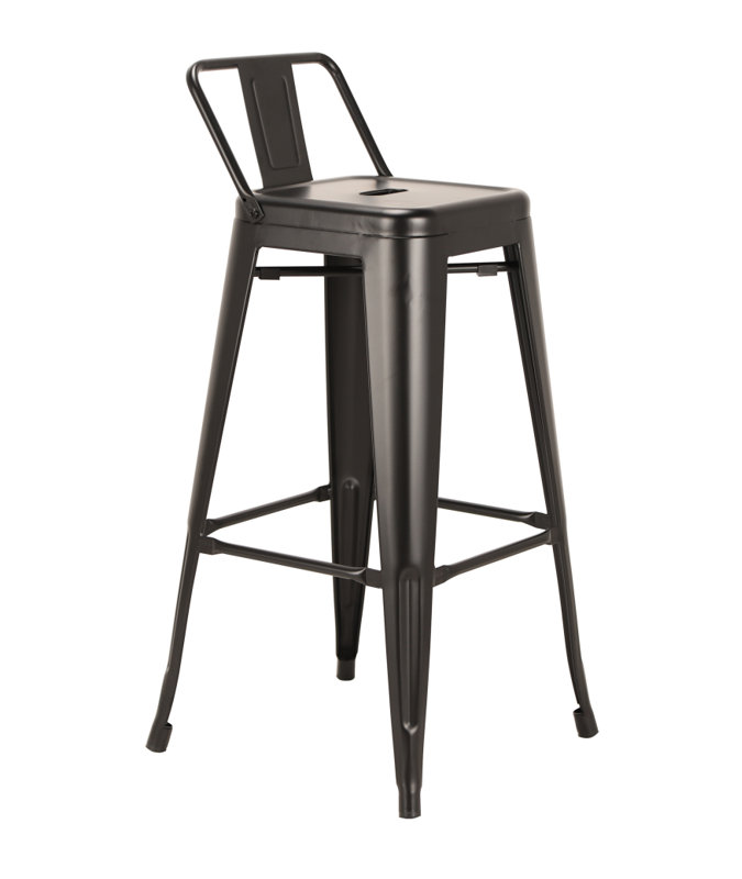 Perry Upholstered Counter Stool with Metal Frame, Black
