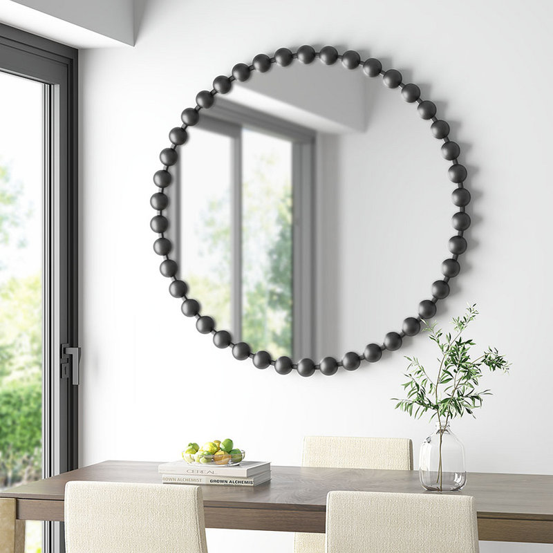 Miroir mural rond 36 po, Noir