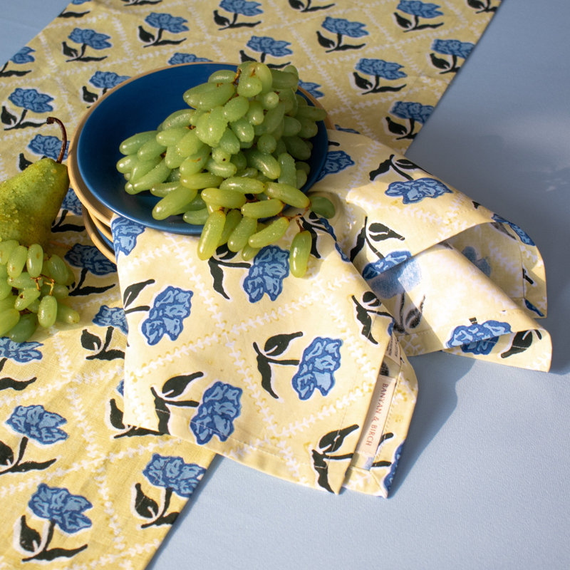 Noor Table Napkin, Blue/Dark Green Floral