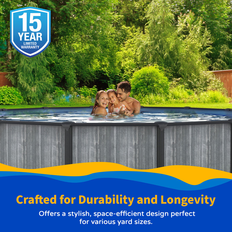 Ensemble de piscine murale hors-terre en acier de 52 po San Pedro, H 52 po x l 15 pi x P 15 pi