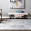 Tapis décoratif abstrait pour le salon, la chambre, la salle à manger et la cuisine, bleu / ivoire-708711757