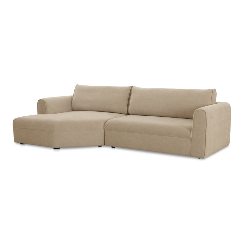 Canapé modulaire à méridienne 2 pièces 112 po Aalin, Tissage texturé amande, Orienté à gauche (vu de face)