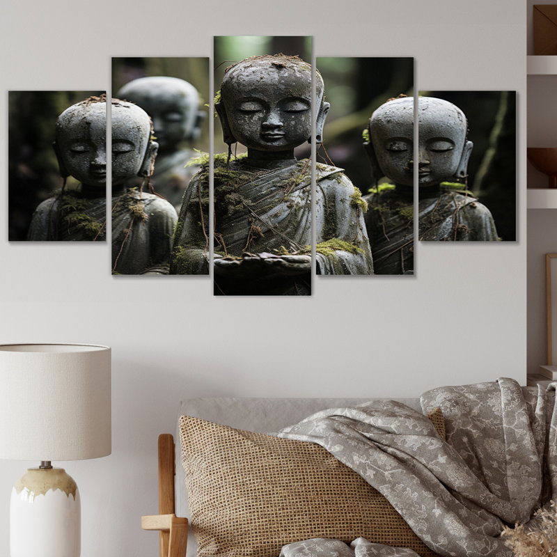 «Japon Art Jizos Guardianship II», reproduction d'art sur toile japonaise - 5 panneaux