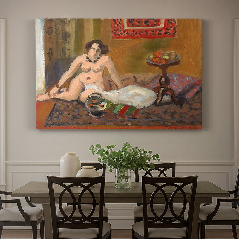 Nu assis avec un bol de fruits - Henri Matisse-Toile tendue avec châssis-c. Années 1920, 32 x 48
