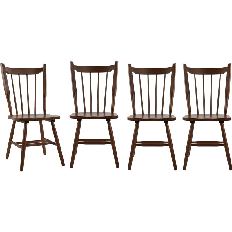 Mid-Century Solid Wood Windsor Chairs,Farmhouse Dining Chairs With Slat Back For Kitchen And Dining, Walnut