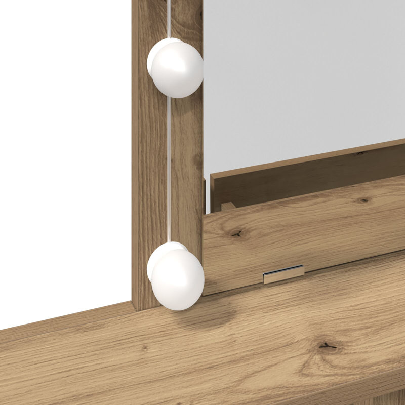 Dressing Table Standard Mirror Vanity Table, Artisan Oak