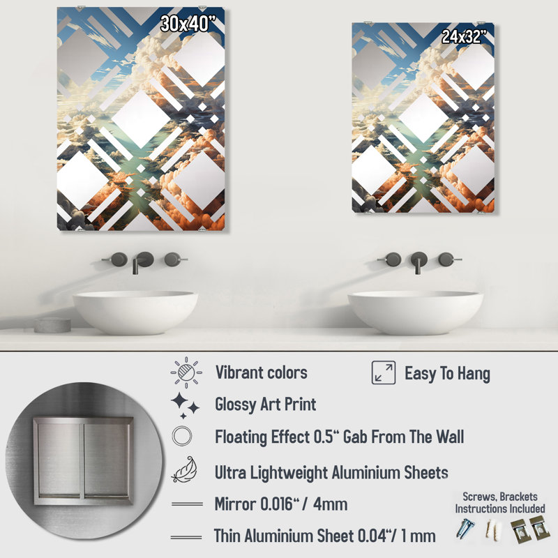 Geontae - Miroirs muraux décoratifs nuages MIR139416, 32 po x 24 po