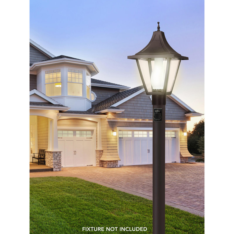 Solus 7, 8, or 10 ft. Outdoor Hardwired Direct Burial Lamp Post with Convenience Outlet and Dusk-to-Dawn Photocell Sensor
