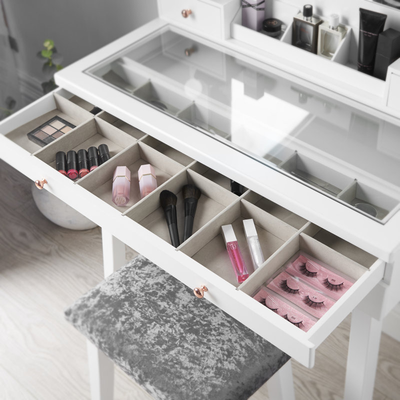 Selinger Dressing Table with Mirror, White