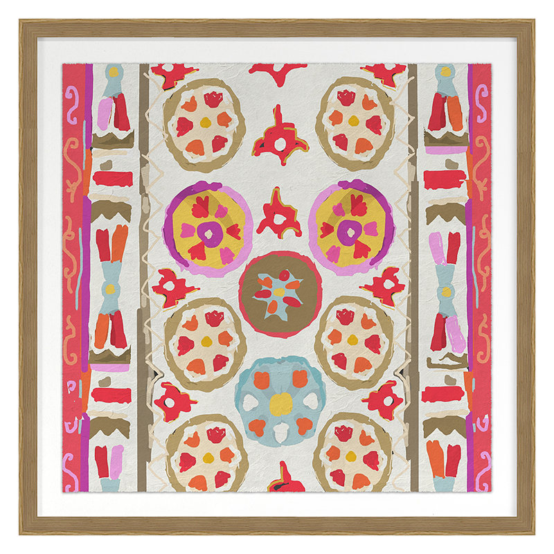 Tribal Cream Print by Dana Gibson, 40" H x 40" W x 2.38" D, Oak