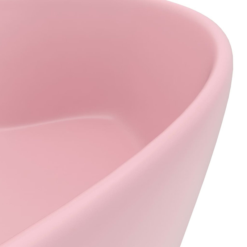 Belfry Bathroom Kyzer 360mm L x 360mm W Ceramic Circular Sink with Overflow, Pink