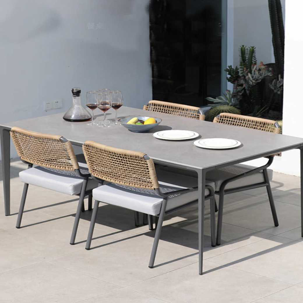 Belvedere Rectangular Dining Table in White Aluminum