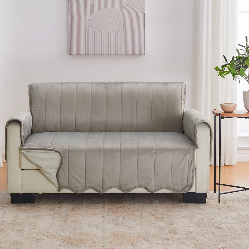Protecteur de meubles pour causeuse en velours ultra-doux, Polyester gris